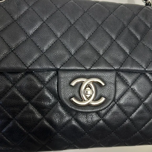 💎✨BEAUTIFUL✨💎 Chanel Quilted CC Caviar Leather Black Chain Shoulder … - Picture 11 of 17